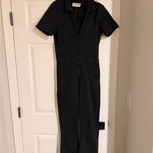 Free People Black Denim Jumpsuit